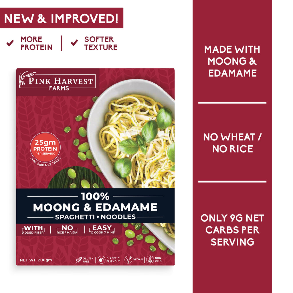 Moong & Edamame Spaghetti Noodles Pasta, Vegan Gluten free, No Maida, Healthy, High Protein nutrition, weight loss, High Fiber