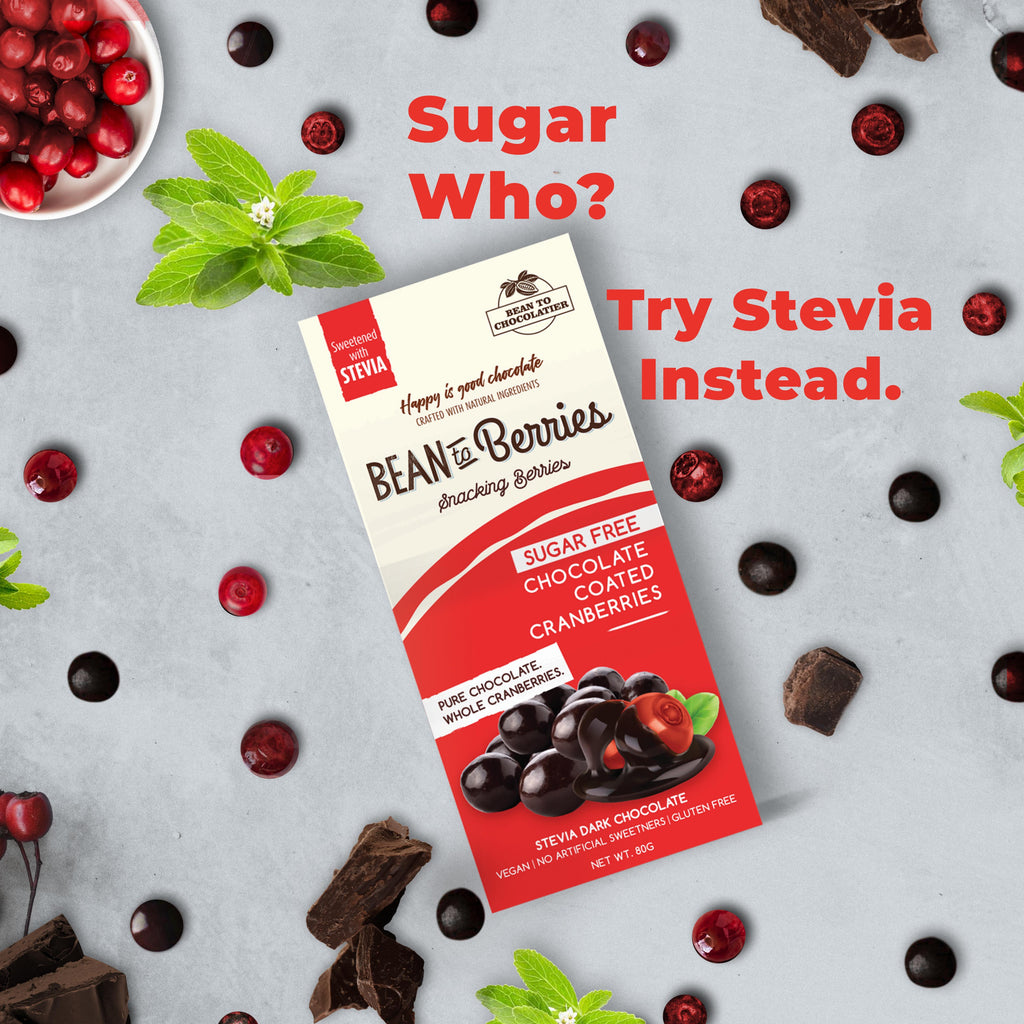Sugar Free Chocolate Coated Cranberries, Stevia, Erythritol, No artificial flavours, vegan, gluten free, healthy snacking, diabetic Friendly