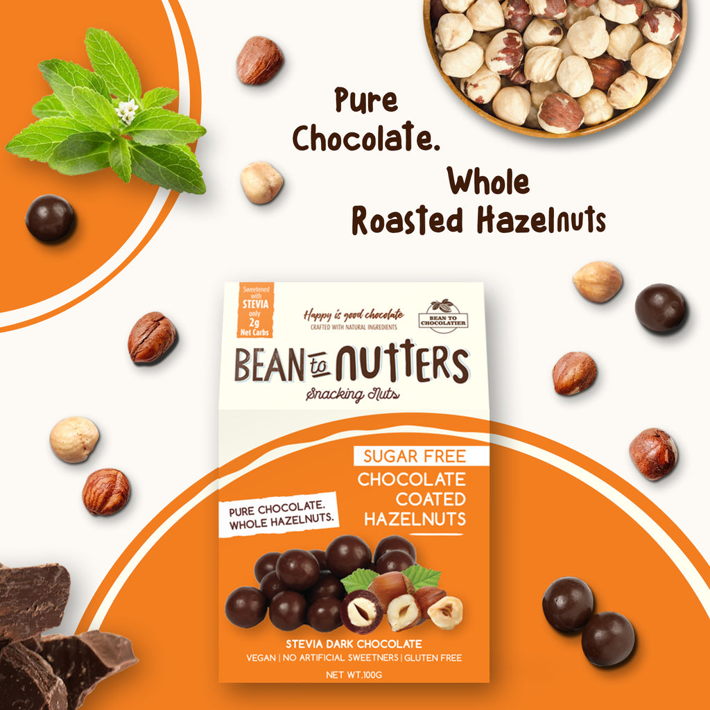 Sugar Free Chocolate Coated Hazelnuts, Stevia, Erythritol, No artificial flavours, vegan, gluten free, healthy snacking, diabetic Friendly, Keto
